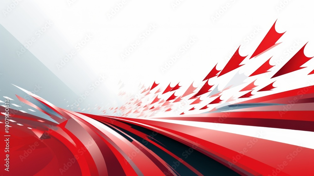 Aufkleber red arrows moving forward in a vector illustration with a white and red color theme symbolize progre