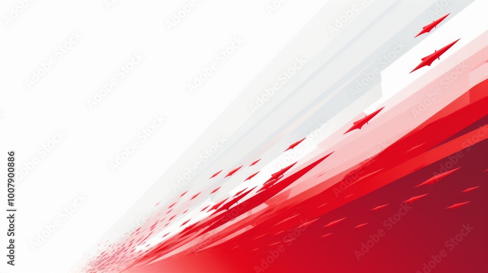 Aufkleber red arrows moving forward in a vector illustration with a white and red color theme symbolize progre