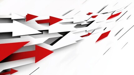 Fototapeta premium Red arrows moving forward in a vector illustration with a white and red color theme symbolize progress and direction