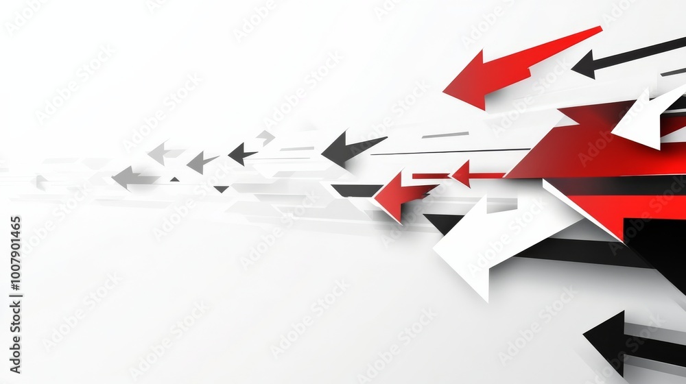 Aufkleber red arrows moving forward in a vector illustration with a white and red color theme symbolize progre