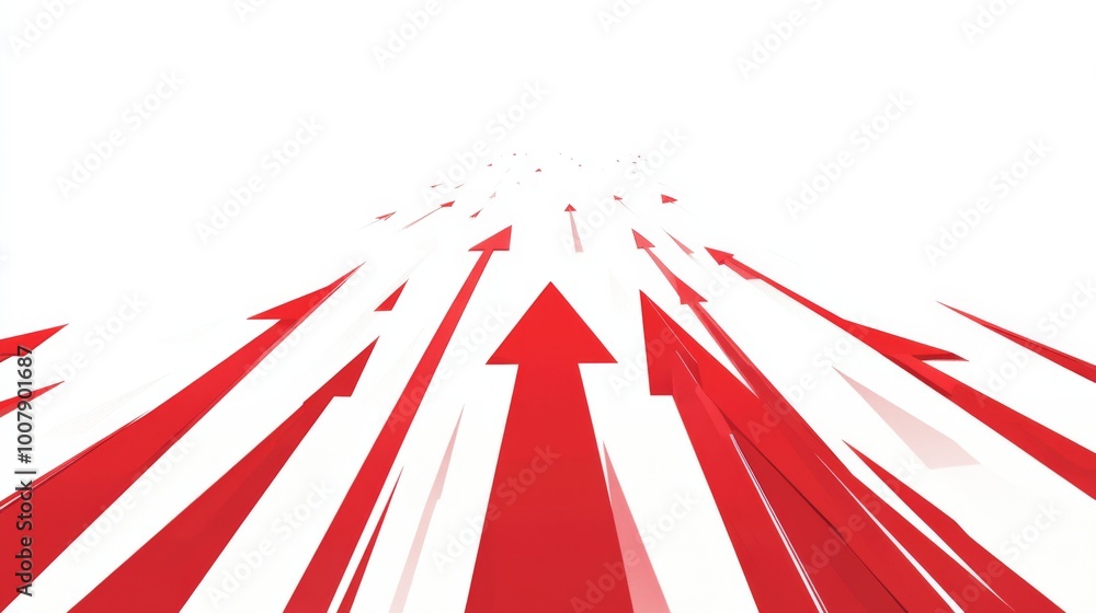 Aufkleber red arrows moving forward in a vector illustration with a white and red color theme symbolize progre