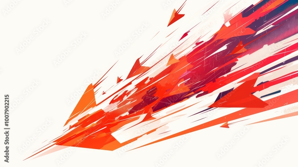Aufkleber red arrows moving forward in a vector illustration with a white and red color theme symbolize progre