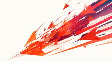 Red arrows moving forward in a vector illustration with a white and red color theme symbolize progress and direction