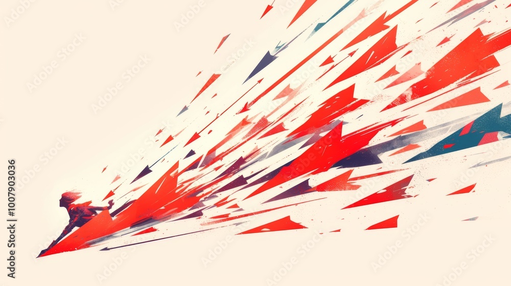 Aufkleber red and blue arrows moving forward in a vector illustration with a white and red-blue color theme sy
