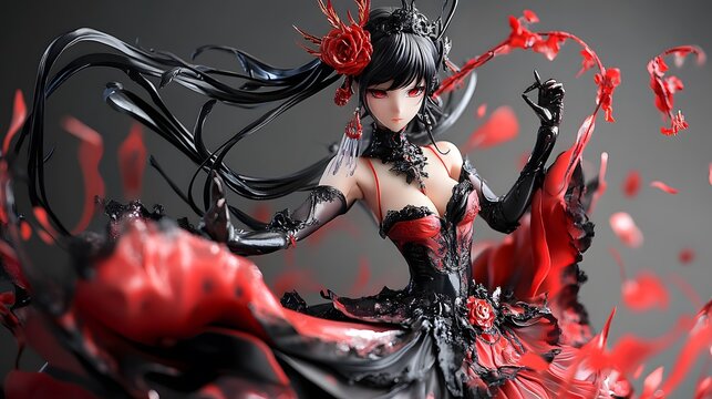 Dynamic anime figure with adjustable arms and finely detailed accessories