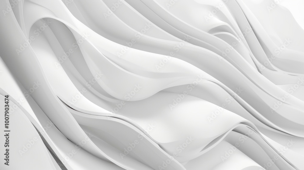 Poster abstract white waves create a smooth, flowing texture, ideal for backgrounds or design elements.
