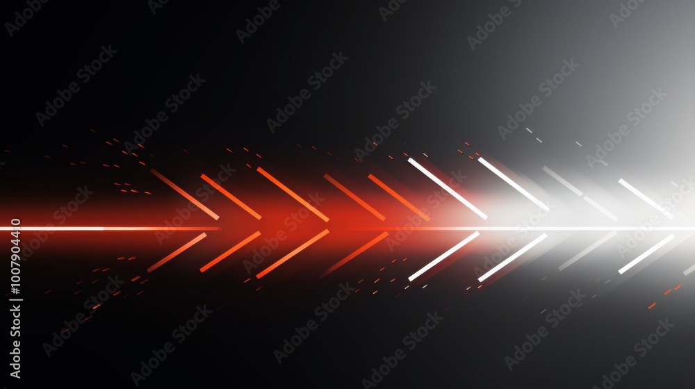 Poster red and black arrows moving forward in a vector illustration with a white and red-black color theme 
