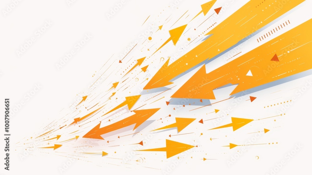 Aufkleber yellow arrows moving forward in a vector illustration with a white and yellow color theme symbolize 