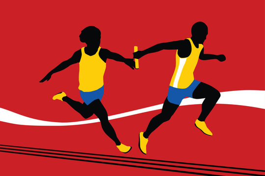 athlete sport estafet silhouette designs illustration vector art