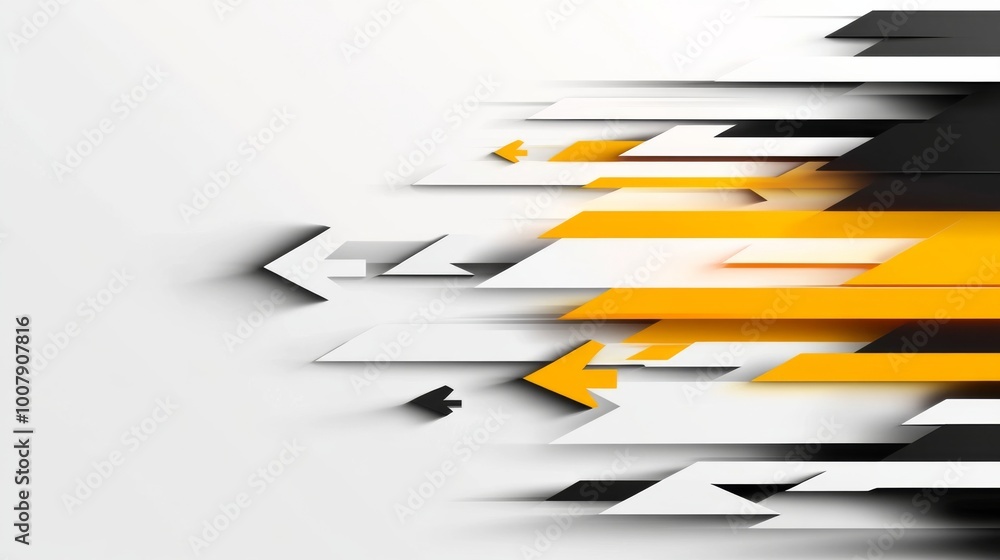 Aufkleber yellow arrows moving forward in a vector illustration with a white and yellow color theme symbolize 