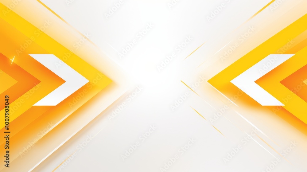 Poster yellow arrows moving forward in a vector illustration with a white and yellow color theme symbolize 