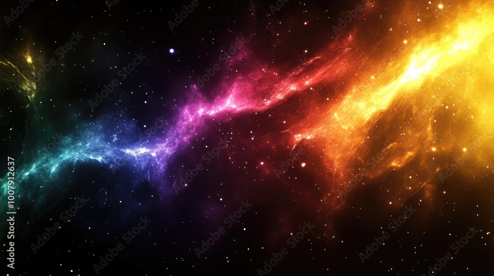 Poster the background displays a vivid array of swirling colors that evoke a cosmic atmosphere