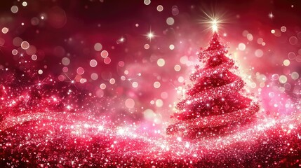 A glowing Christmas tree sparkles with lights and festive ornaments in the background