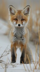 A red fox walked confidently through the arid desert landscape.