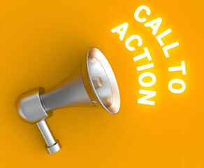 3d Megaphone Call To Action concept