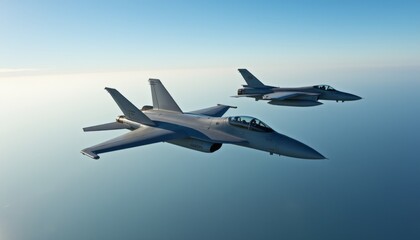 Naklejka premium Two fighter jets flying in the sky