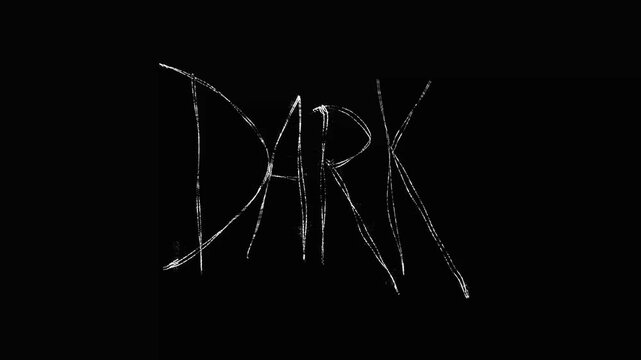 Dark word on black background animaton video
