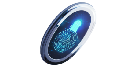 Smart lock with fingerprint recognition on white background 