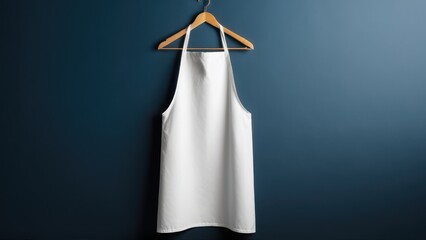 Fototapeta premium White apron mockup on a gray background, perfect for showcasing kitchen or work uniform designs. Ideal for culinary or professional settings, allowing easy customization and branding options.