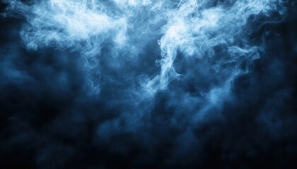 Abstract Blue Smoke Swirling on Dark Background
