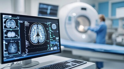 Modern medical imaging equipment in a clinical environment, emphasizing the precision and sophistication of healthcare tools