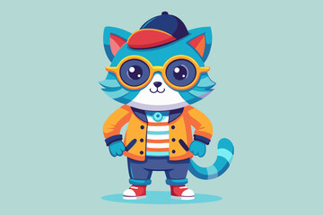 Obraz premium Stylish cat vector art illustration 