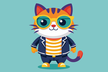 Stylish cat vector art illustration