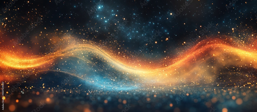 Aufkleber abstract cosmic background with flowing light and sparkling dust.