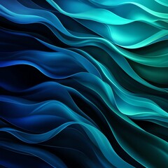Obraz premium Abstract waves in blue and green gradient hues