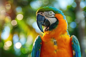 Naklejka premium Close up of parrot with blurry background