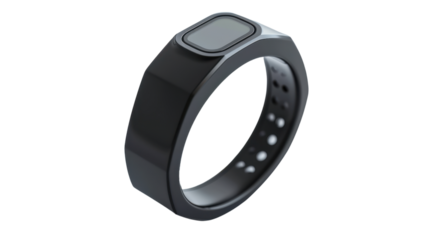 Smart fitness ring on white background