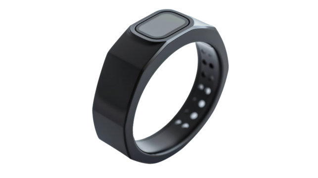 Smart fitness ring on white background
