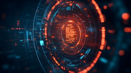 Abstract Digital Interface with Red and Blue Lights