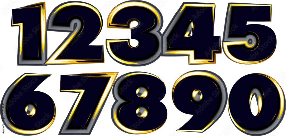 Poster vector set of number, 3d numbers vector