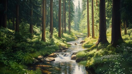 Obraz premium Serene Forest Stream