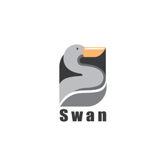 swan logo abstract design template vector illustration color