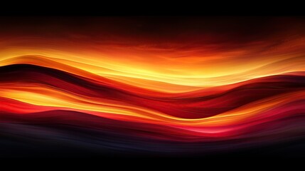 Obraz premium Abstract waves of red, orange, and yellow colors flowing in a dynamic pattern.