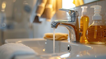 Bathroom sink with soap dispenser