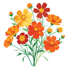 Floral Bunch with Coreopsis Vector Illustration on White Background