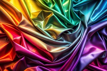 Fototapeta premium Rainbow satin fabric close-up with luxurious glossy texture