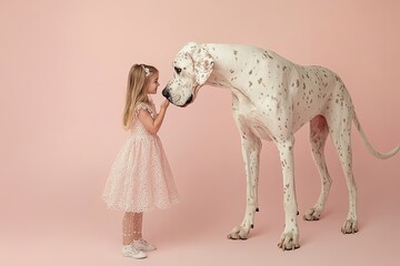 Young girl with great dane dog 