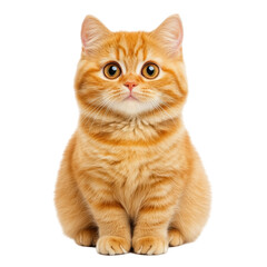 Obraz premium A charming ginger cat sits gracefully against a clean white background, showcasing its vibrant coat and expressive eyes.