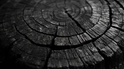 Warm gray cut wood texture. Detailed black and white texture of a felled tree trunk or stump. Generative AI