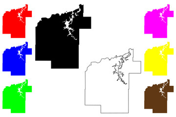 Pittsburg County, Oklahoma State (U.S. county, United States of America, USA, U.S., US) map vector illustration, scribble sketch Pittsburg map