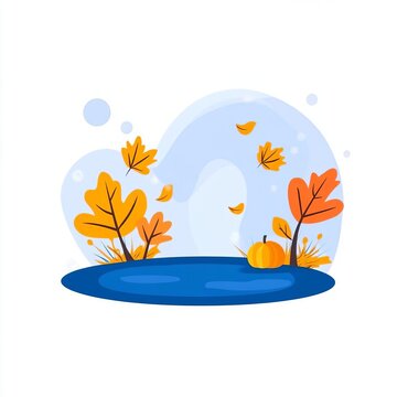 recommend clip art: Fall foliage covering a scenic countryside road flat design, birdseye view, rural landscape theme, water color, Splitcomplementary color scheme