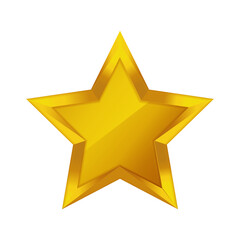 Golden star on isolated white background.Vector illustration.