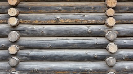 Rustic Wooden Log Wall