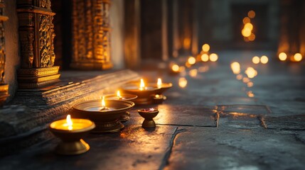 Minimalist Background for Navratri Puja with Beautiful Indian Festival Symbols.
