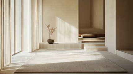 Minimalist interior with natural light and soft tones