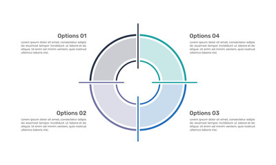 4 options infographic goal design, Business presentation, banner, brochure, focus and plan. Vector illustration.